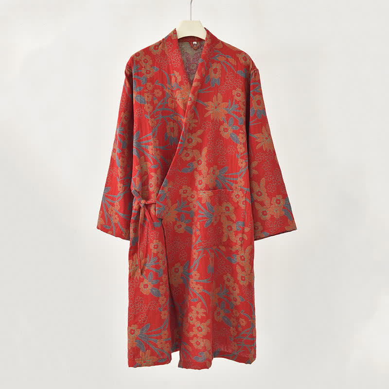 Ownkoti Pastoral Floral Jacquard Kimono Cotton Robe - image 3