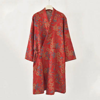 Ownkoti Pastoral Floral Jacquard Kimono Cotton Robe - image 3