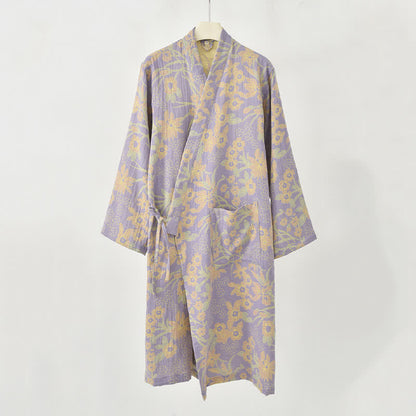 Ownkoti Pastoral Floral Jacquard Kimono Cotton Robe - image 14