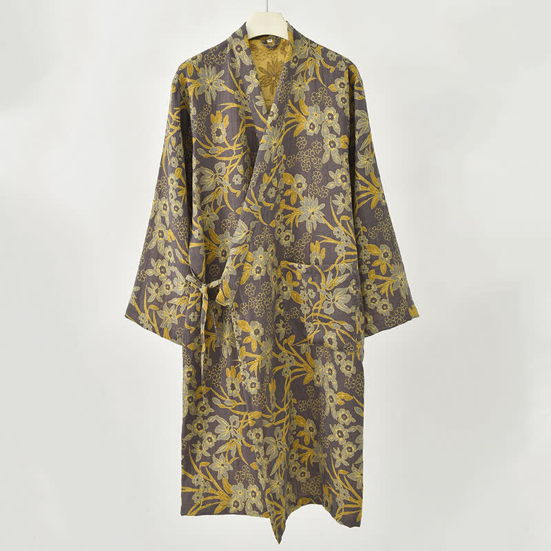 Ownkoti Pastoral Floral Jacquard Kimono Cotton Robe - image 21
