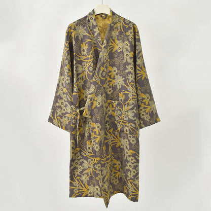 Ownkoti Pastoral Floral Jacquard Kimono Cotton Robe - image 21
