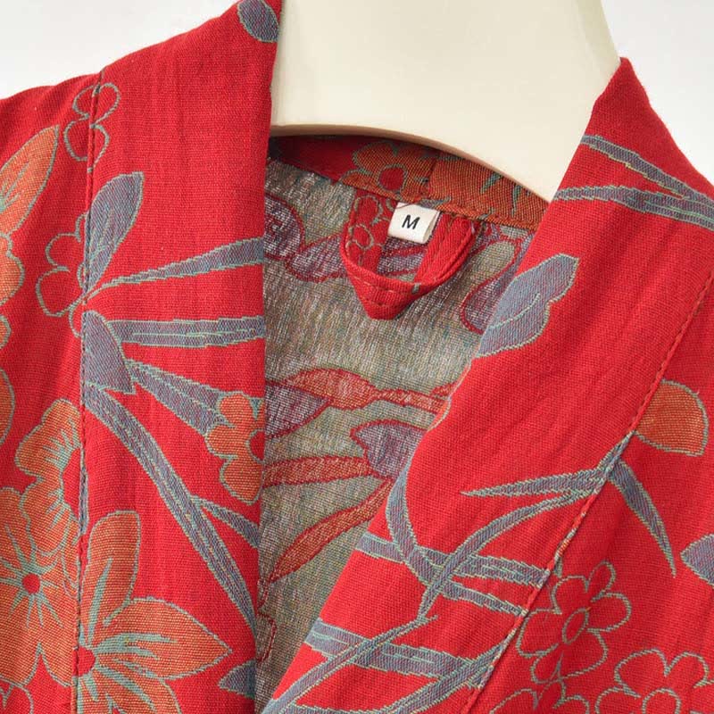 Ownkoti Pastoral Floral Jacquard Kimono Cotton Robe - image 4