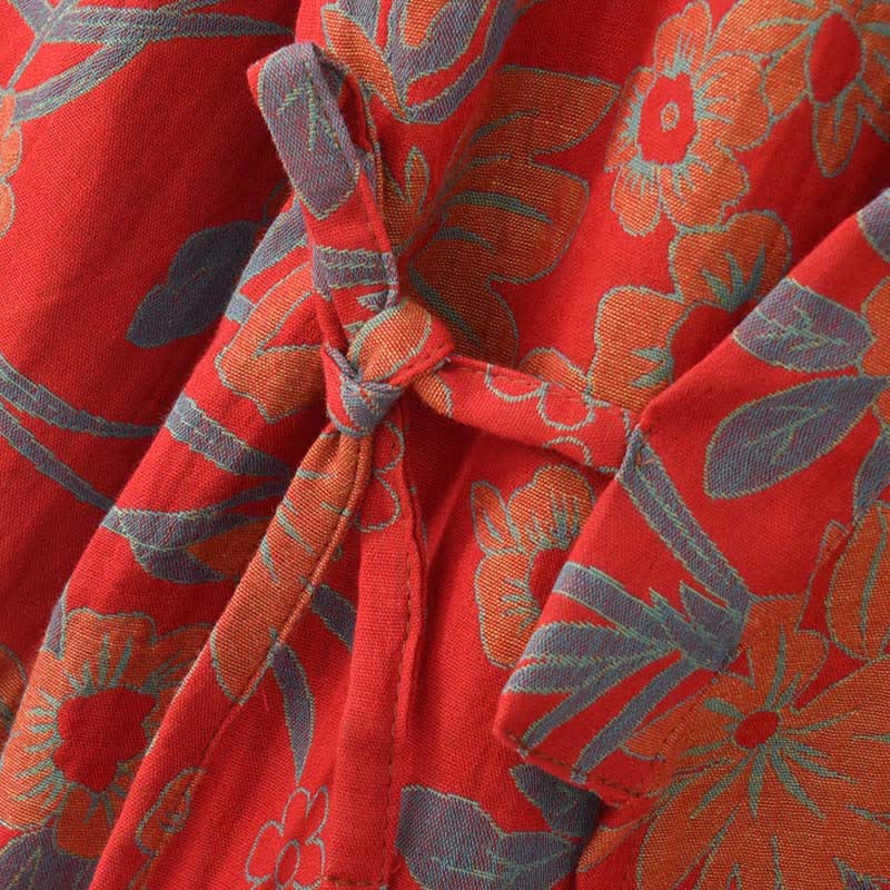 Ownkoti Pastoral Floral Jacquard Kimono Cotton Robe - image 5