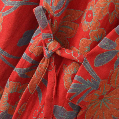 Ownkoti Pastoral Floral Jacquard Kimono Cotton Robe - image 5