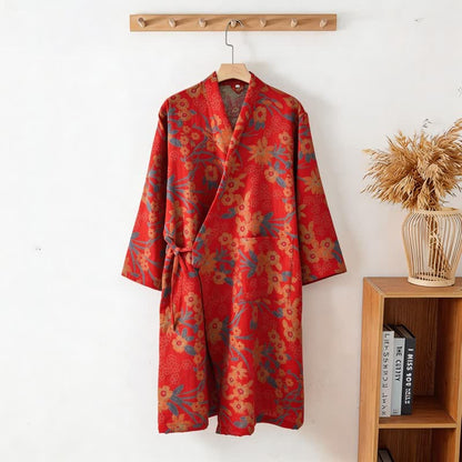 Ownkoti Pastoral Floral Jacquard Kimono Cotton Robe - image 2