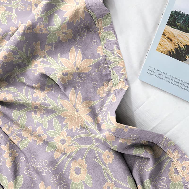 Ownkoti Pastoral Floral Jacquard Kimono Cotton Robe - image 18