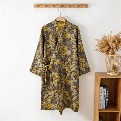 Ownkoti Pastoral Floral Jacquard Kimono Cotton Robe - image 20