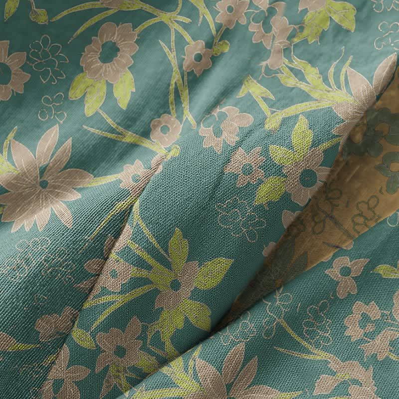 Ownkoti Pastoral Floral Jacquard Kimono Cotton Robe - image 10