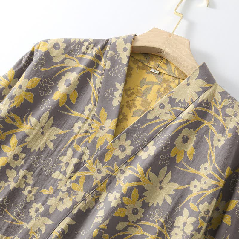 Ownkoti Pastoral Floral Jacquard Kimono Cotton Robe - image 22