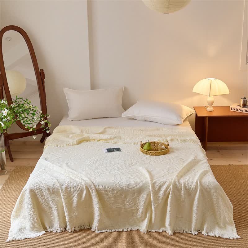 Ownkoti Chic Jacquard Waffle Weave Quilt Blanket - Beige - Queen - image 7