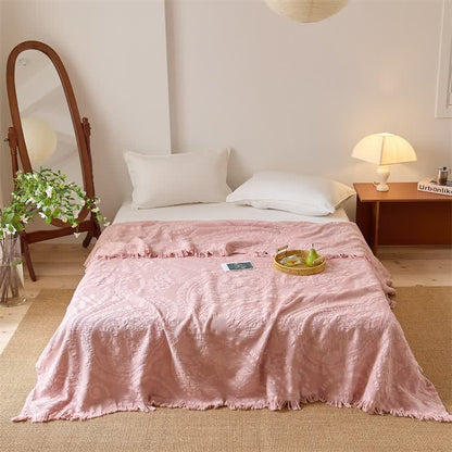 Ownkoti Chic Jacquard Waffle Weave Quilt Blanket - Pink - Queen - image 2