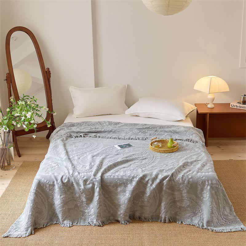 Ownkoti Chic Jacquard Waffle Weave Quilt Blanket - Gray - Queen - image 5