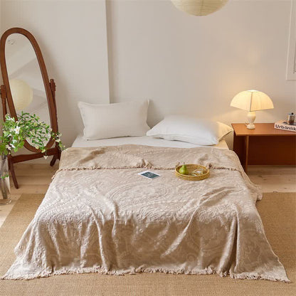 Ownkoti Chic Jacquard Waffle Weave Quilt Blanket - Coffee - Queen - image 6