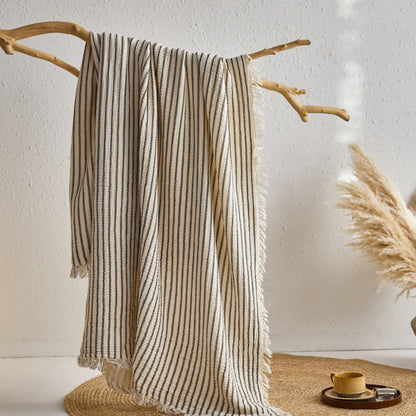 Ownkoti 4-Layer Cotton Striped Muslin Throw - Gray - 51"W x 63"L - image 22