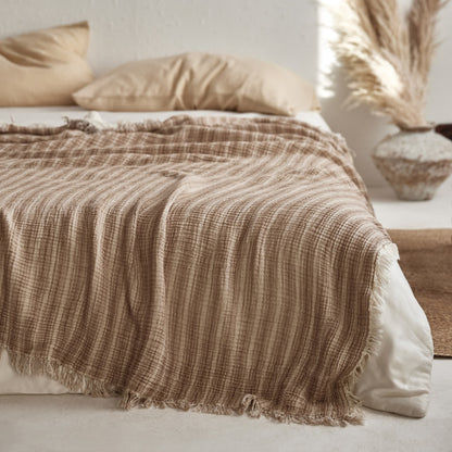 Ownkoti 4-Layer Cotton Striped Muslin Throw - image 2
