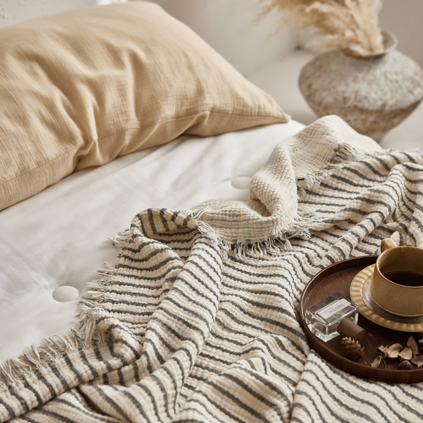Ownkoti 4-Layer Cotton Striped Muslin Throw - image 18