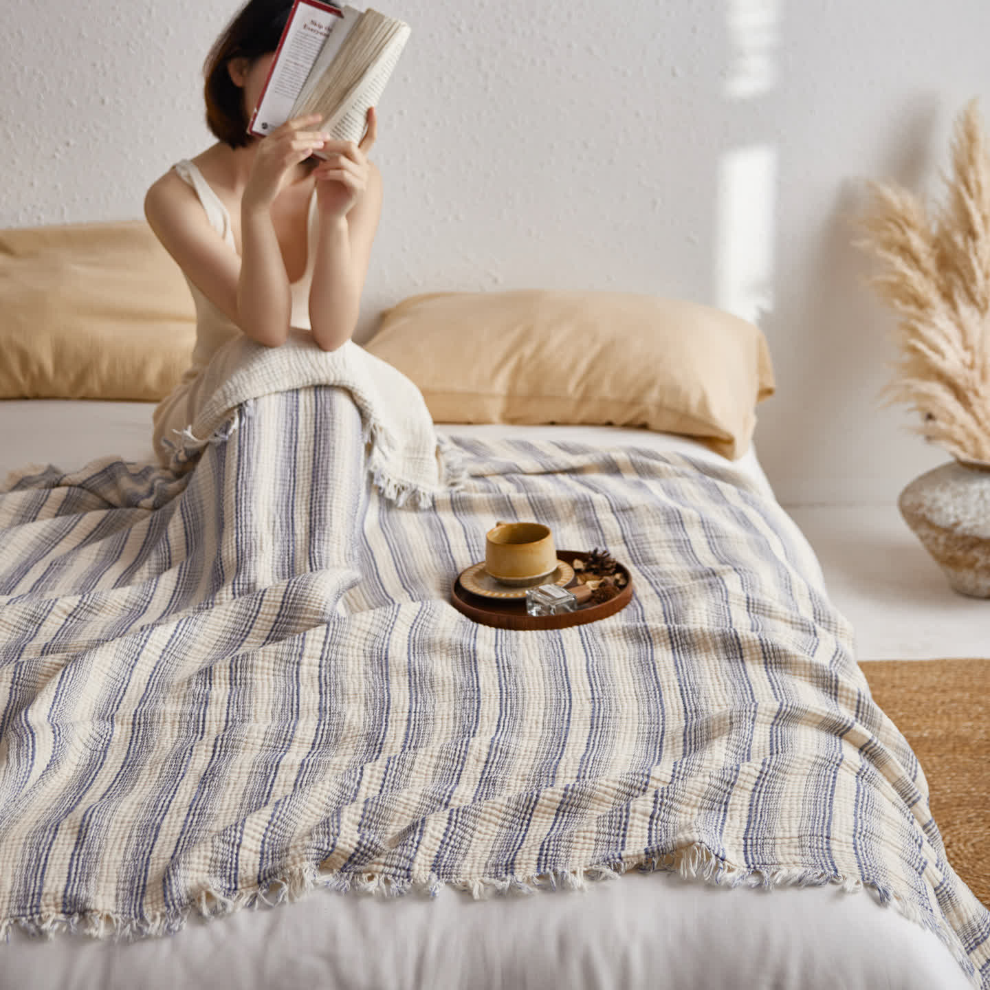 Ownkoti 4-Layer Cotton Striped Muslin Throw - image 27