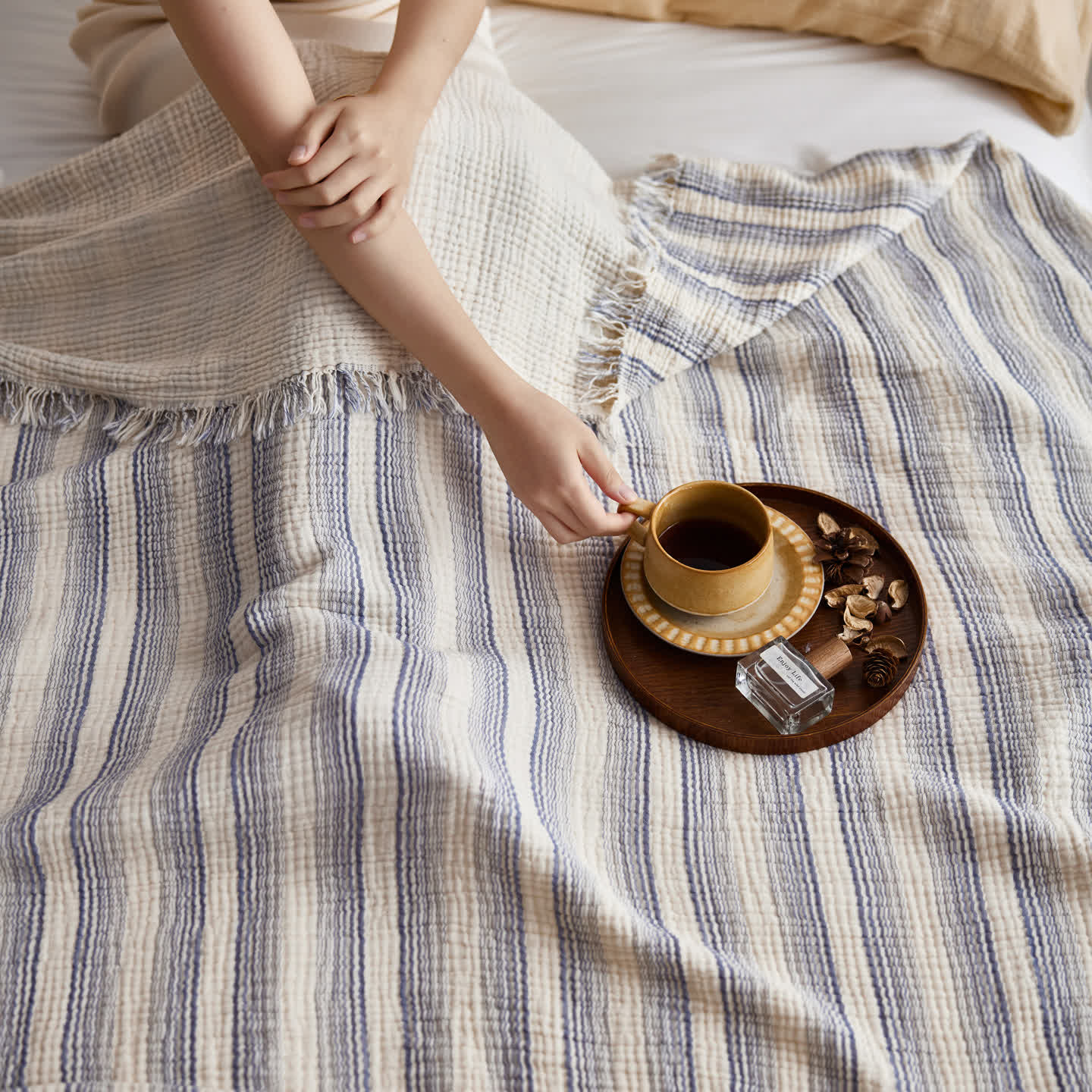 Ownkoti 4-Layer Cotton Striped Muslin Throw - image 32