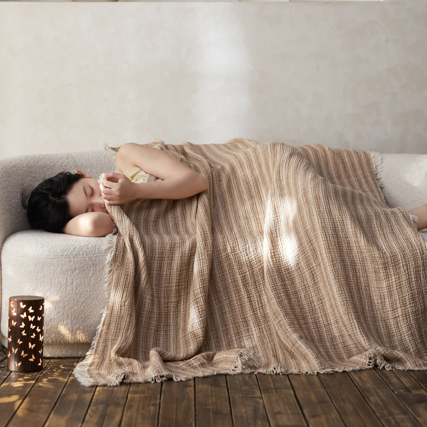Ownkoti 4-Layer Cotton Striped Muslin Throw - image 7