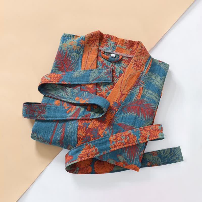 Ownkoti Artistic Plant Cotton Double Gauze Robe - image 1