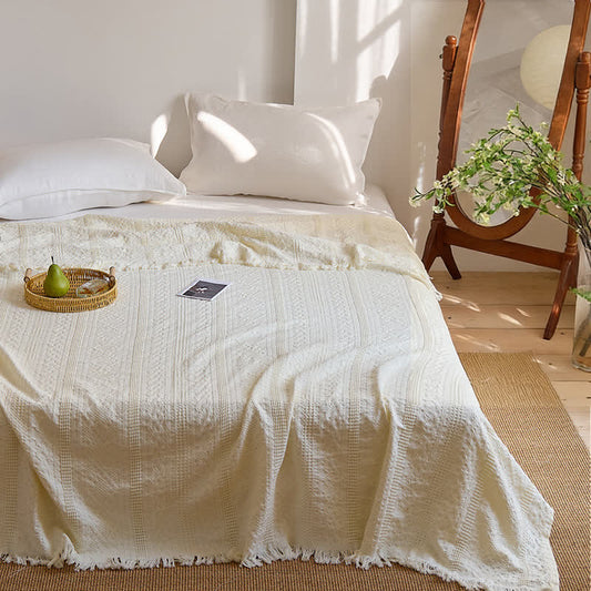 Ownkoti  Waffle Weave Quilt Blanket with Tassel Fringe - image 0