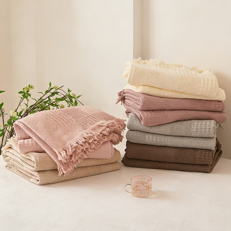 Ownkoti Checkerboard Waffle Cotton Quilt Blanket - image 1