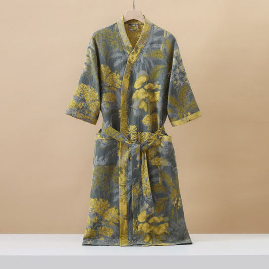 Ownkoti Artistic Forest Cotton Double Gauze Robe - Grey - XL - image 0