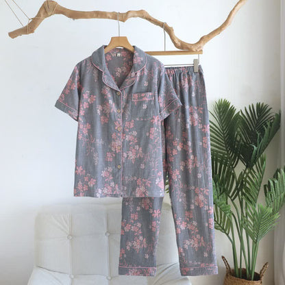 Ownkoti Branch & Floral Pure Cotton Pajama Set - Grey - XL - image 15
