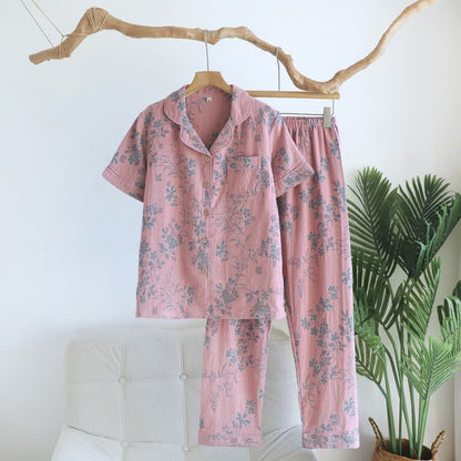 Ownkoti Branch & Floral Pure Cotton Pajama Set - Pink - XL - image 3