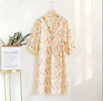 Ownkoti Cute Bunny & Moon Kimono Nightdress - Beige - XXL - image 0