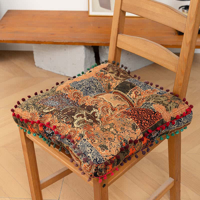 Ownkoti Bohemian Patchwork Mandala Floor Pillow - Orange - Square - 16" x 16" - image 5