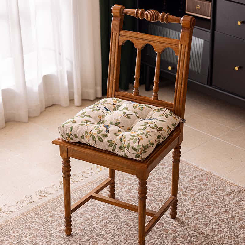Ownkoti Vintage Botanical Bird Print Chair Pad - White - 16"W x 16"L - image 3