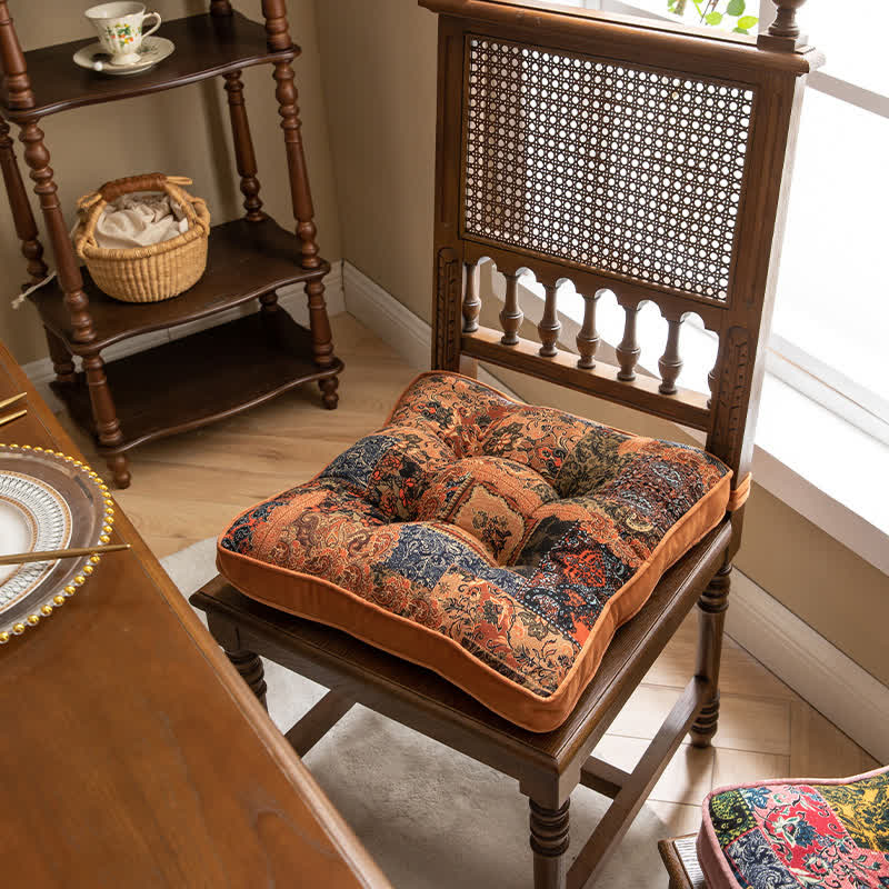 Ownkoti Bohemian Patchwork Chair Pad with Secure Ties - image 3