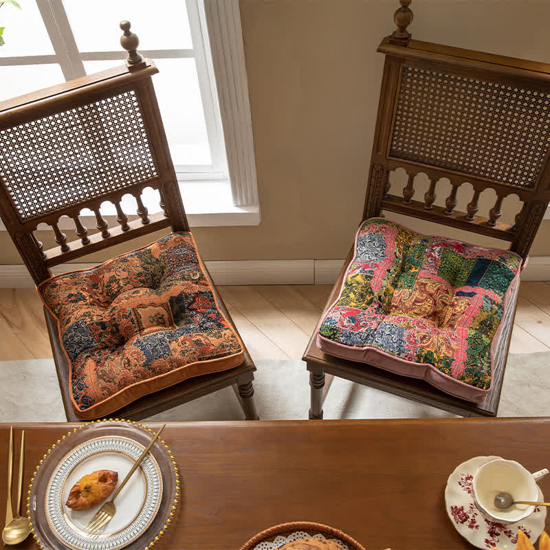 Ownkoti Bohemian Patchwork Chair Pad with Secure Ties - image 2