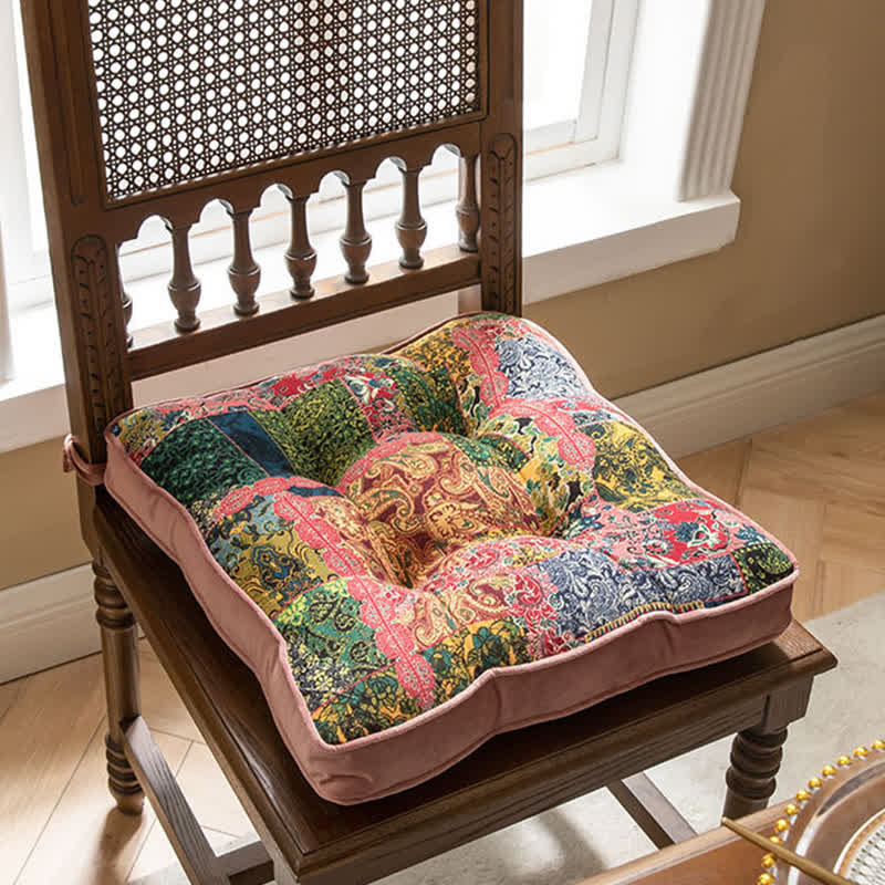 Ownkoti Bohemian Patchwork Chair Pad with Secure Ties - image 4