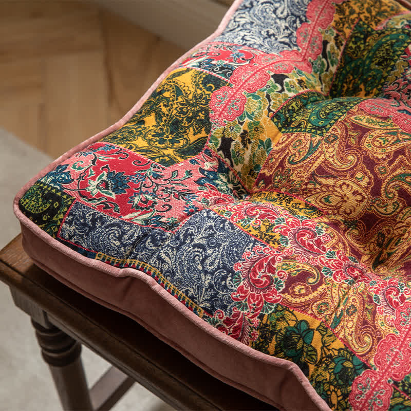 Ownkoti Bohemian Patchwork Chair Pad with Secure Ties - image 6