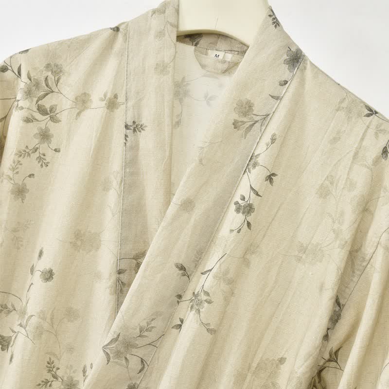 Ownkoti Elegant Floral Cotton Linen Kimono Robe - image 2