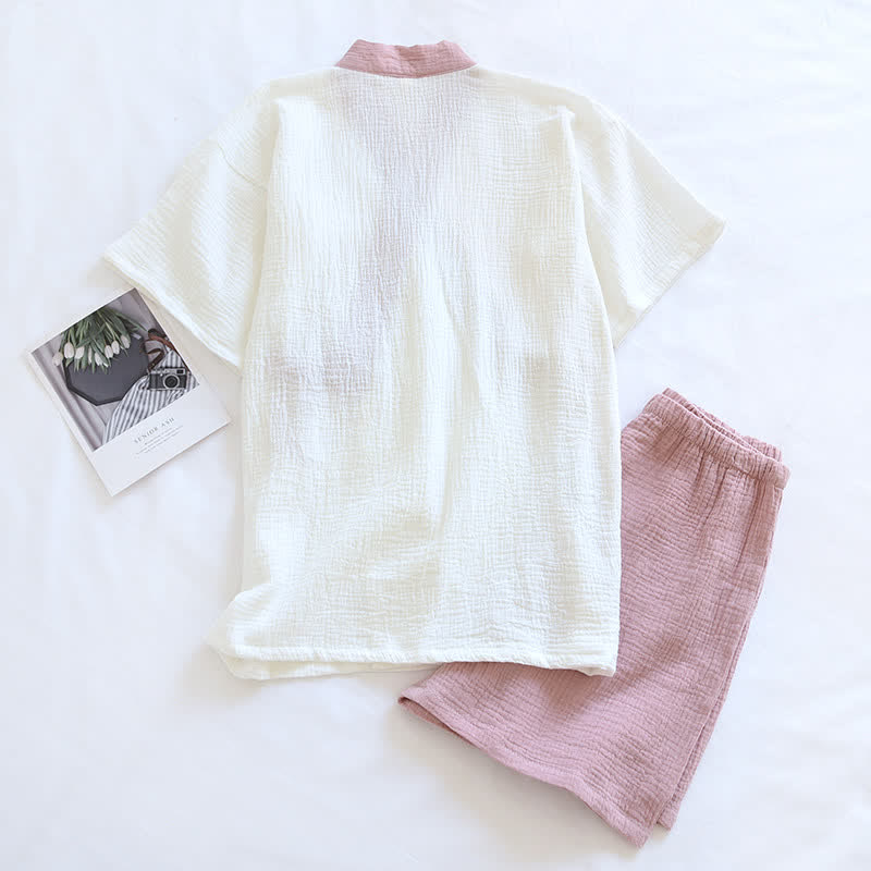Ownkoti Japanese-Style Cotton Gauze Short Sleeve Pajama Set - image 6