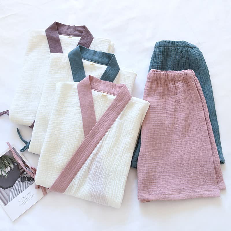 Ownkoti Japanese-Style Cotton Gauze Short Sleeve Pajama Set - image 1