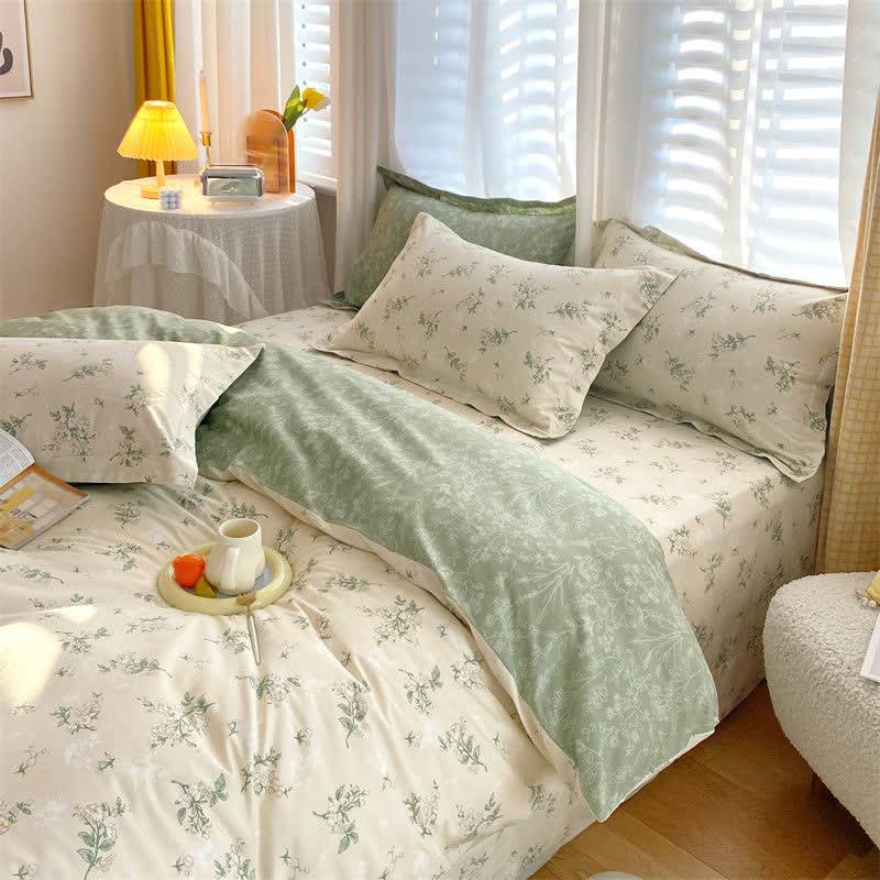 Ownkoti Refresh Floral Leaf Pure Cotton Bedding Set(4PCS) - image 1