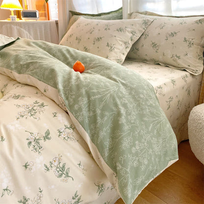 Ownkoti Refresh Floral Leaf Pure Cotton Bedding Set(4PCS) - Bedding Set(Fitted Sheet Style) - King - image 0
