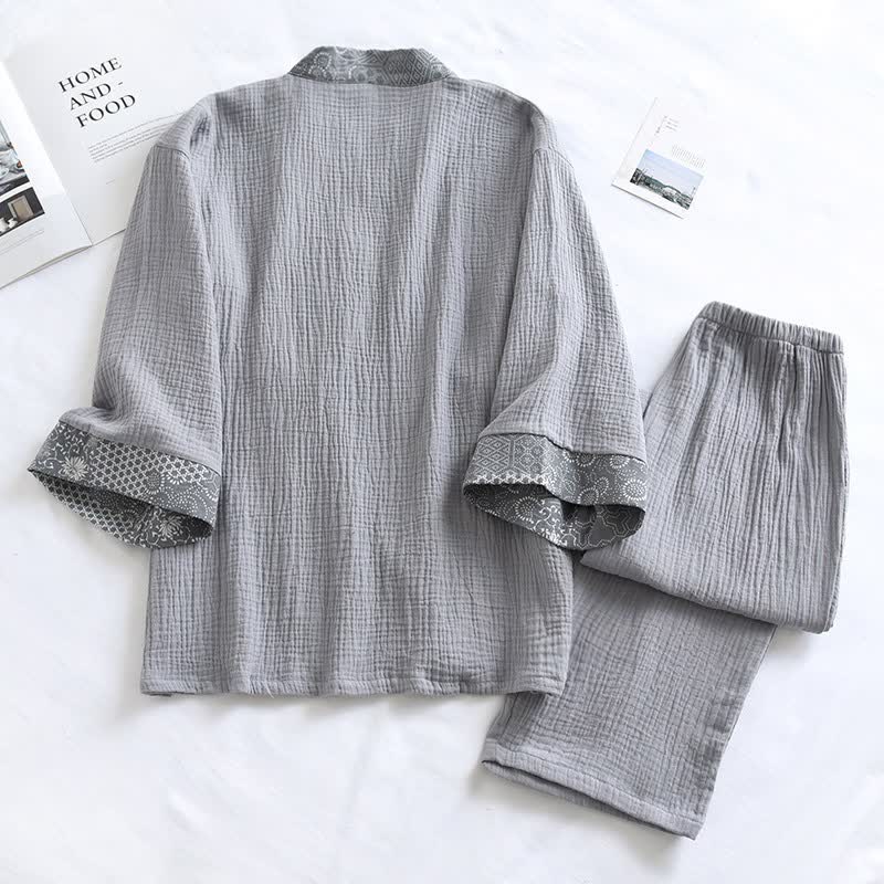 Ownkoti Ethnic Style Cotton Gauze Kimono Pajamas - image 3