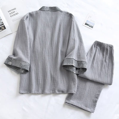 Ownkoti Ethnic Style Cotton Gauze Kimono Pajamas - image 3