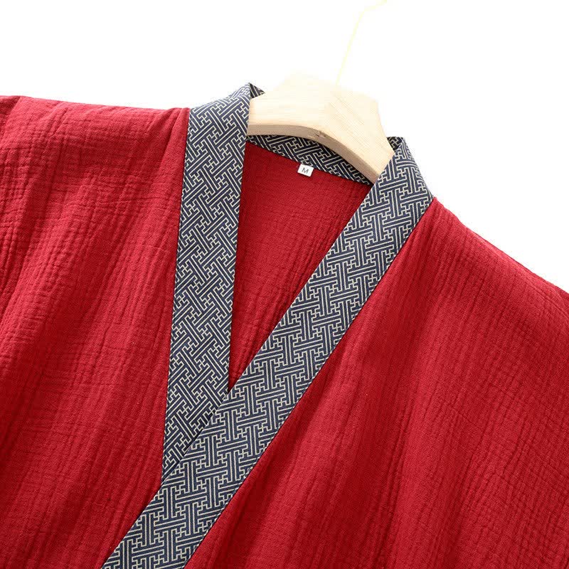 Ownkoti Classic Cotton Gauze Robe with Decorative Trim - image 4