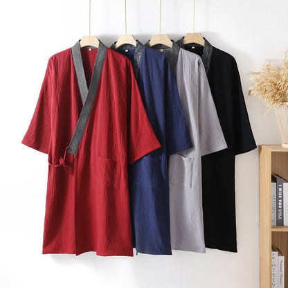 Ownkoti Classic Cotton Gauze Robe with Decorative Trim - image 0