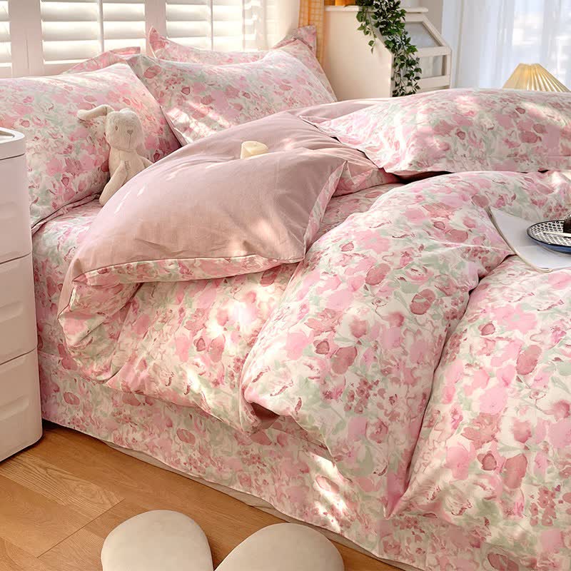 Ownkoti Pink Floral Pure Cotton Bedding Set(4PCS) - image 2