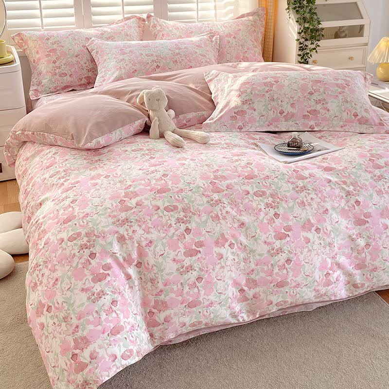 Ownkoti Pink Floral Pure Cotton Bedding Set(4PCS) - image 1