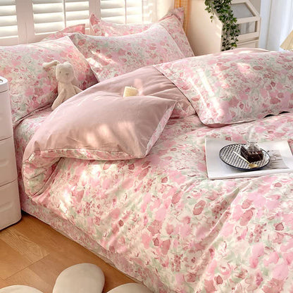 Ownkoti Pink Floral Pure Cotton Bedding Set(4PCS) - Bedding Set(Fitted Sheet Style) - King - image 0