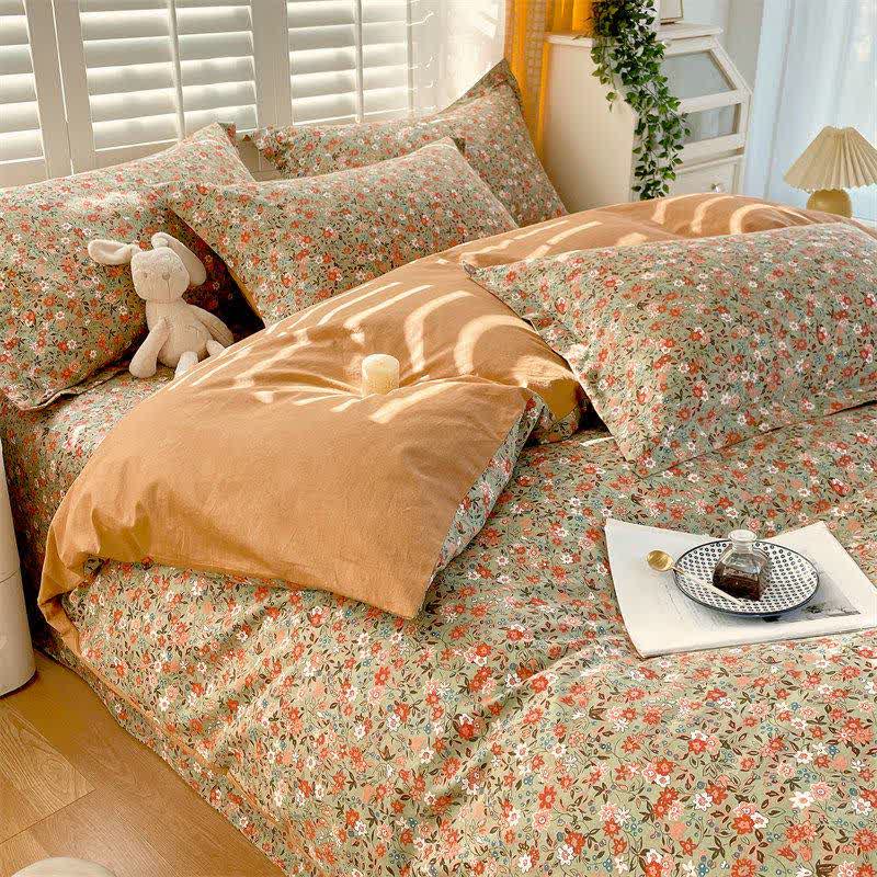Ownkoti Vintage Floral Leaf Pure Cotton Bedding Set(4PCS) - image 5