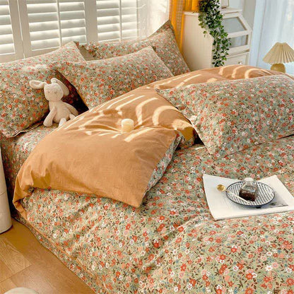 Ownkoti Vintage Floral Leaf Pure Cotton Bedding Set(4PCS) - image 5